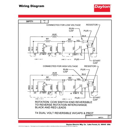 Dayton Capacitor-Start/Run General Purpose Motor, 3/4 HP, 115/230V AC Voltage, 56H Frame 30PT71