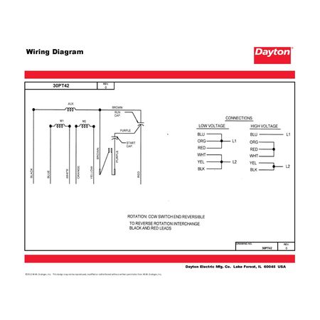 Dayton Capacitor-Start/Run General Purpose Motor, 1 1/2 HP, 115/230V AC Voltage, 56C Frame 30PT42