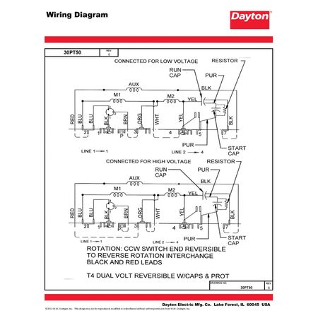 Dayton Capacitor-Start/Run General Purpose Motor, 1/4 HP, 115/230V AC Voltage, 56 Frame 30PT50