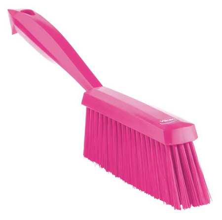 Vikan 1 19/32 in W Bench Brush, Soft, 6 3/4 in L Handle, 7 in L Brush, Pink, Plastic, 13 in L Overall 45871