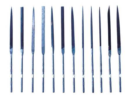 WESTWARD Needle File Set, Swiss, 12 pcs. 30PA65