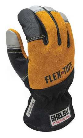 SHELBY Firefighters Gloves, 2XL, Blk/Gld/Slvr, PR 5292