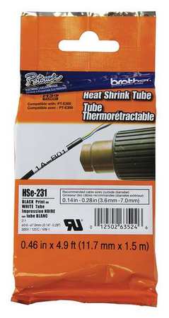Brother Heat Shrink Tubing 0.46" x 5 ft., White HSE231