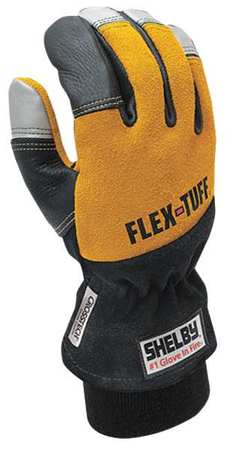 SHELBY Firefighters Gloves, M, Blk/Gld/Slvr, PR 5291