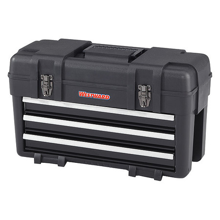 Westward 23"W Black Portable Tool Box, Matte 30RZ32