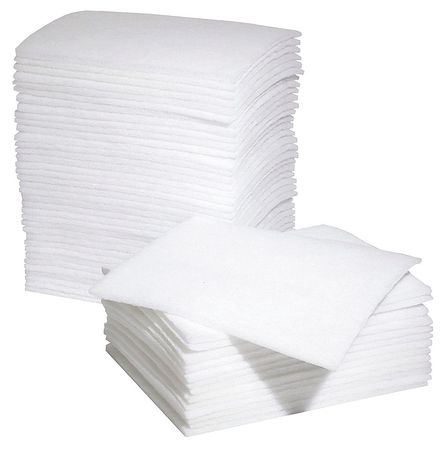 PIG Absorbent Pad, 48 gal, 18 in x 22 in, Chemical, Hazmat, White, Polyester MAT209