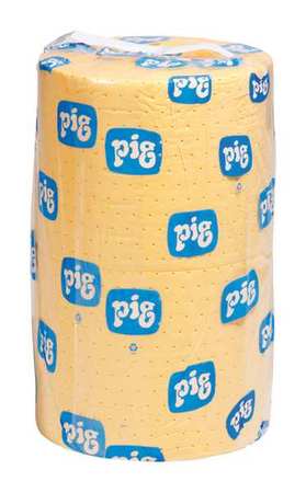 Pig Sorbents, 32 gal, 24 in x 150 ft, Universal, Yellow, Polypropylene MAT602