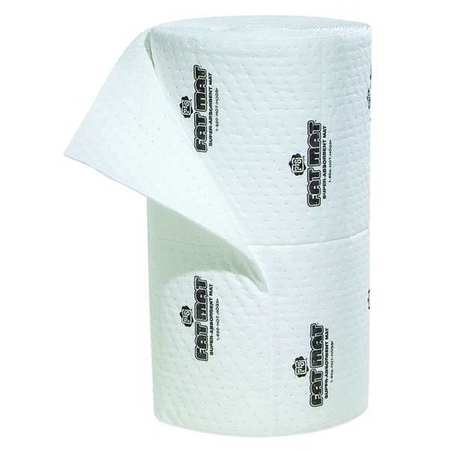 PIG Absorbent Roll, 40 gal, 32 in x 75 ft, Oil-Based Liquids, White, Polypropylene MAT4102