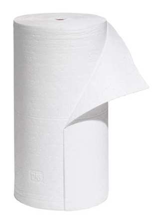 PIG Absorbent Roll, 42 gal, 30 in x 200 ft, Oil-Based Liquids, White, Polypropylene MAT461