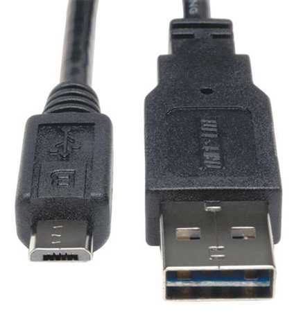 TRIPP LITE Reversible USB Cable, Black, 10 ft., USB Specification: 2.0 UR050-010