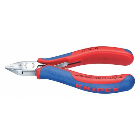 KNIPEX 4 1/2 in 77 Diagonal Cutting Plier Flush Cut Pointed Nose Uninsulated 77 42 115