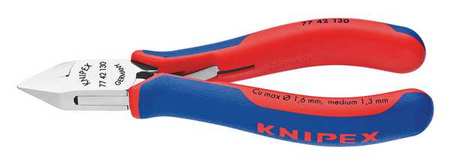 KNIPEX 5 1/4 in 77 Diagonal Cutting Plier Flush Cut Pointed Nose Uninsulated 77 42 130