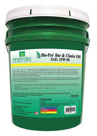 RENEWABLE LUBRICANTS Lubricant, 15W-50, Pail, Yellow, 5 gal. 80614