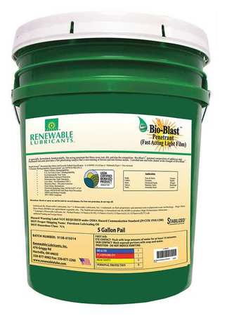 RENEWABLE LUBRICANTS Lubricant, Pail, Light Golden, 5 gal. 80354