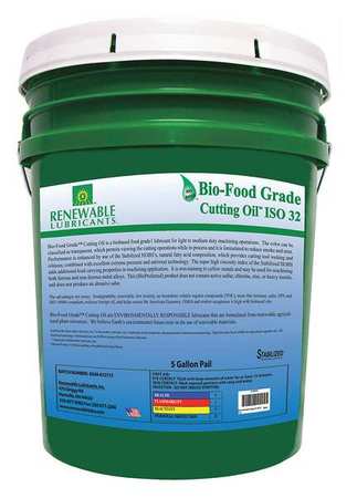 RENEWABLE LUBRICANTS Cutting Oil, Pail, Yellow, 5 gal. 88334