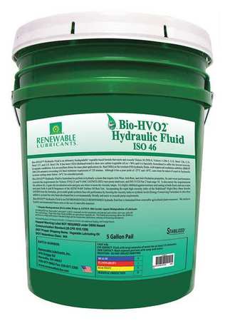RENEWABLE LUBRICANTS 5 gal Pail, Hydraulic Oil, 46 ISO Viscosity, Not Specified SAE 81604