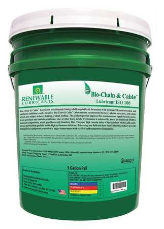 RENEWABLE LUBRICANTS Lubricant, Pail, Yellow, 5 gal. 83074
