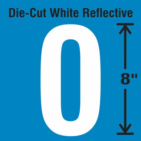 STRANCO Die-Cut Reflective Number Label, 0 DWR-SINGLE-8-0