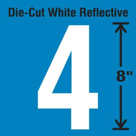 Stranco Die-Cut Reflective Number Label, 4 DWR-SINGLE-8-4
