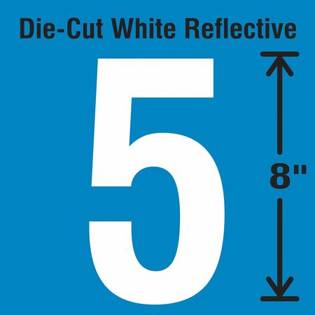 Stranco Die-Cut Reflective Number Label, 5 DWR-SINGLE-8-5