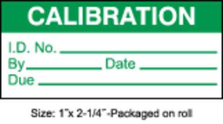 STRANCO Calibration Label, ENG, Green/White, PK250, TC3-21002-R250 TC3-21002-R250