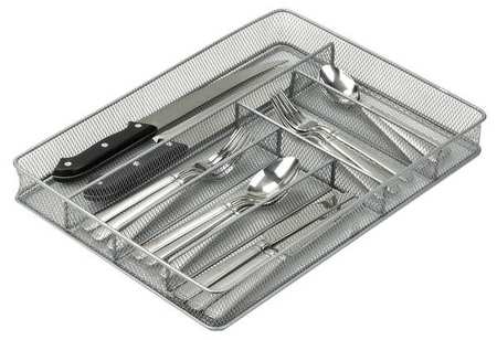 HONEY-CAN-DO Cutlery Tray, 6 Compartments, Silver KCH-02162