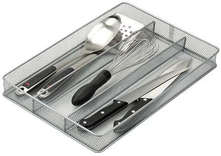 Honey-Can-Do Cutlery Tray, 3 Compartments, Silver KCH-02157