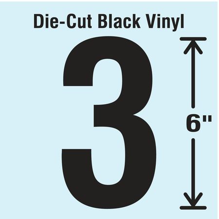 STRANCO Die Cut Number Label, 3 DBV-SINGLE-6-3