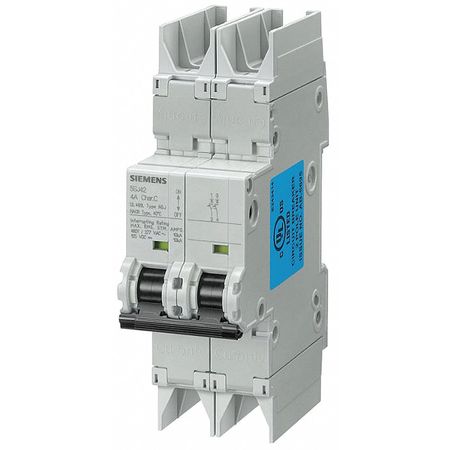 SIEMENS Miniature Circuit Breaker, 5SJ4 Series 15A, 2 Pole, 277/480V AC, D Curve 5SJ42188HG42