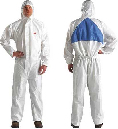 3M Hooded Disposable Coveralls, White, Microporous Polyethylene, Polypropylene, SMMMS, Zipper 4540-M