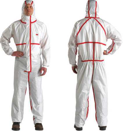 3M Hooded Disposable Coveralls, 25 PK, Red/White, Non-Microporous Polyethylene Laminate, Polypropylene 4565-BLK-L