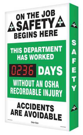 ACCUFORM Scoreboard, Job Safety OSHA, 20 x 28 In. SCK111