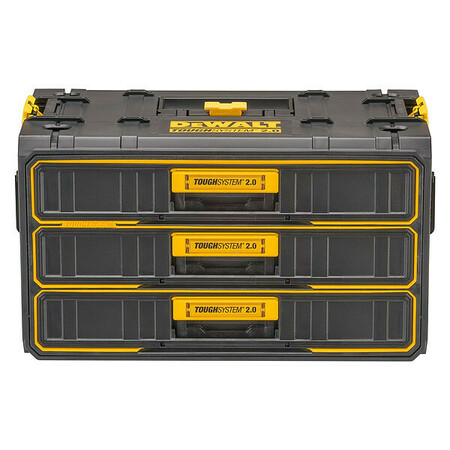 DEWALT ToughSystem 2.0 3-Drawer Tool Box, Plastic, Black/Yellow, 22 in W x 12 in D x 12-1/2 in H DWST08330