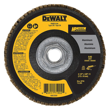 Dewalt Fiber Disc, 4 1/2 in Dia, 5/8in Arbor DW8311AL