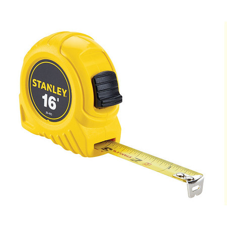 STANLEY 16 ft Tape Measure, 3/4 in Blade, Stud Markings, True-Zero Hook, ABS Plastic Case, Yellow 30-495