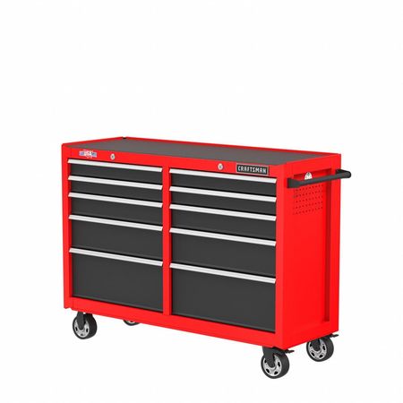 Craftsman S2000 Rolling Tool Cabinet, 10 Drawer, Red, Steel, 52 in W x 18 in D x 37-1/2 in H CMST98273RB