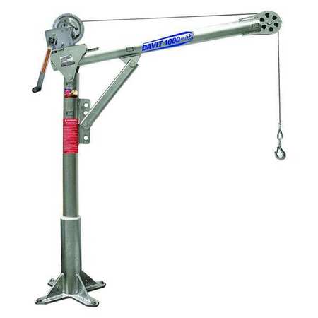 OZ LIFTING PRODUCTS Davit Crane Kit, 1,000 lb Capacity, 27.5 in to 42 in Reach, 0 in to 660 in Lift Range, Silver OZ1000DAV-SP11