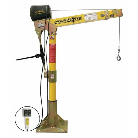 Oz Lifting Products Davit Crane Kit, 1,200 lb Capacity, 22 in to 66 in Reach, 0 in to 540 in Lift Range, Yellow OZ1200DAV-ACW-SP4