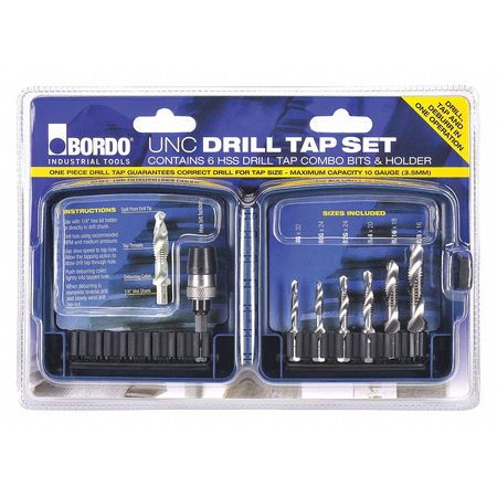 BORDO INDUSTRIAL TOOLS Drill and Tap Combo, 8/10/12G, Spiral 3011-S1