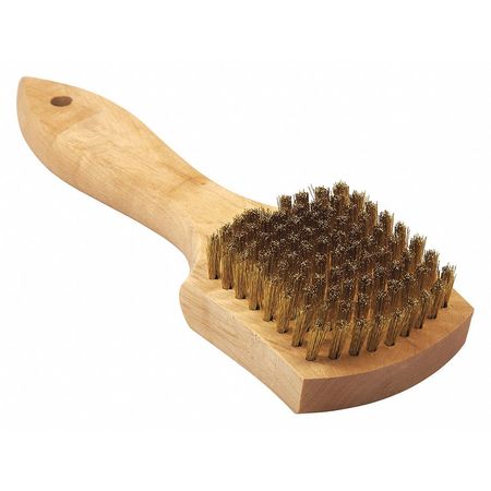 TANIS BRUSH Brush, Large, Wood Handle, .008 Brass, 5-7/8 in L Handle, 3 in L Brush, Hardwood 00510