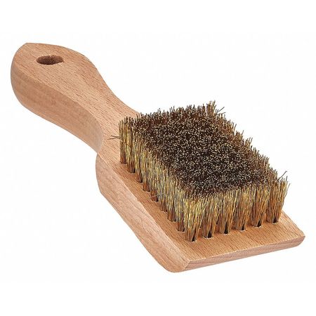 TANIS BRUSH Brush, Brass, Small, Wood Handle, 4-1/4 in L Handle, 2-1/2 in L Brush, Hardwood 00500