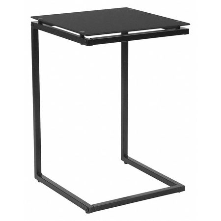 Flash Furniture Square End Table, Metal, Black Glass, Burbank, 15.5" W, 15.5" L, 23.75" H, Glass Top, Clear HG-112337-GG