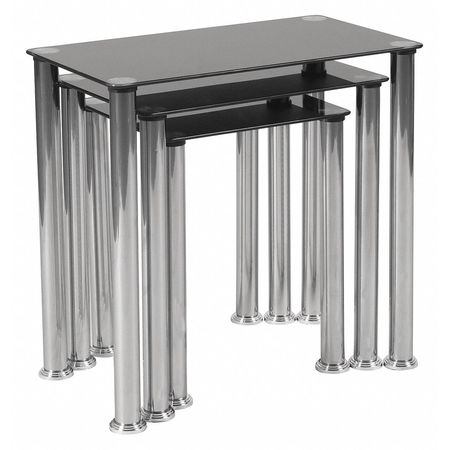 Flash Furniture Rectangle Nesting Table, Black Glass, Riverside, 20.75" W, 11.75" L, 20.25" H, Glass Top, Clear HG-112349-GG