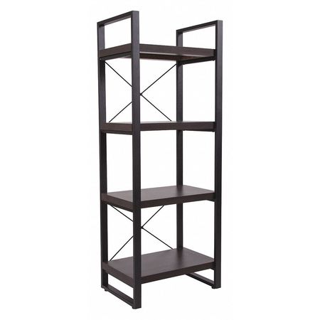 Flash Furniture Bookshelf, Metal Frame, Charcoal Wood NAN-JH-1734-GG