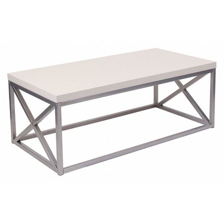 Flash Furniture Rectangle Coffee Table, Cream, Silver Finish Frame, 23-3/4" W, 17-3/4" H NAN-CT1796-GG