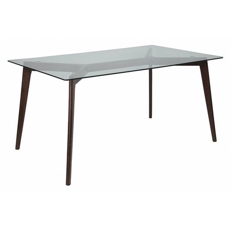 Flash Furniture Rectangle Wood Table, Clear Glass Top, 35.25"X59", 35.25" W, 59" L, 29.25" H, Glass Top, Clear SK-TC-5049-E-GG