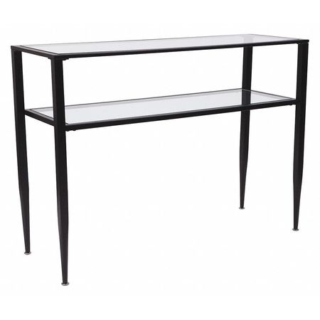 Flash Furniture Rectangle Glass Console Table, Shelves, Blk Metl Frm , 15" W 30-1/2" H,  HG-160334-GG