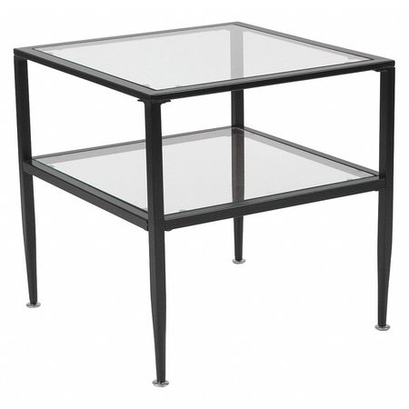 Flash Furniture Square End Table, Glass, Black, Metal Frame, 19.75" W, 19.75" L, 19.75" H, Glass Top, Clear HG-160913-GG