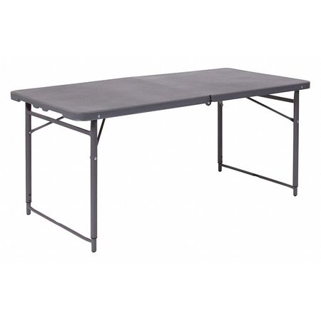 FLASH FURNITURE Rectangle Folding Table, 23.5" W, 48.25" L, 29.5" H, Plastic Top, Grey DAD-LF-122Z-DG-GG