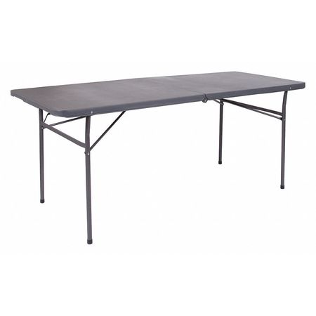 FLASH FURNITURE Rectangle Folding Table, 30" W, 72" L, 29" H, Plastic Top, Grey DAD-LF-183Z-DG-GG